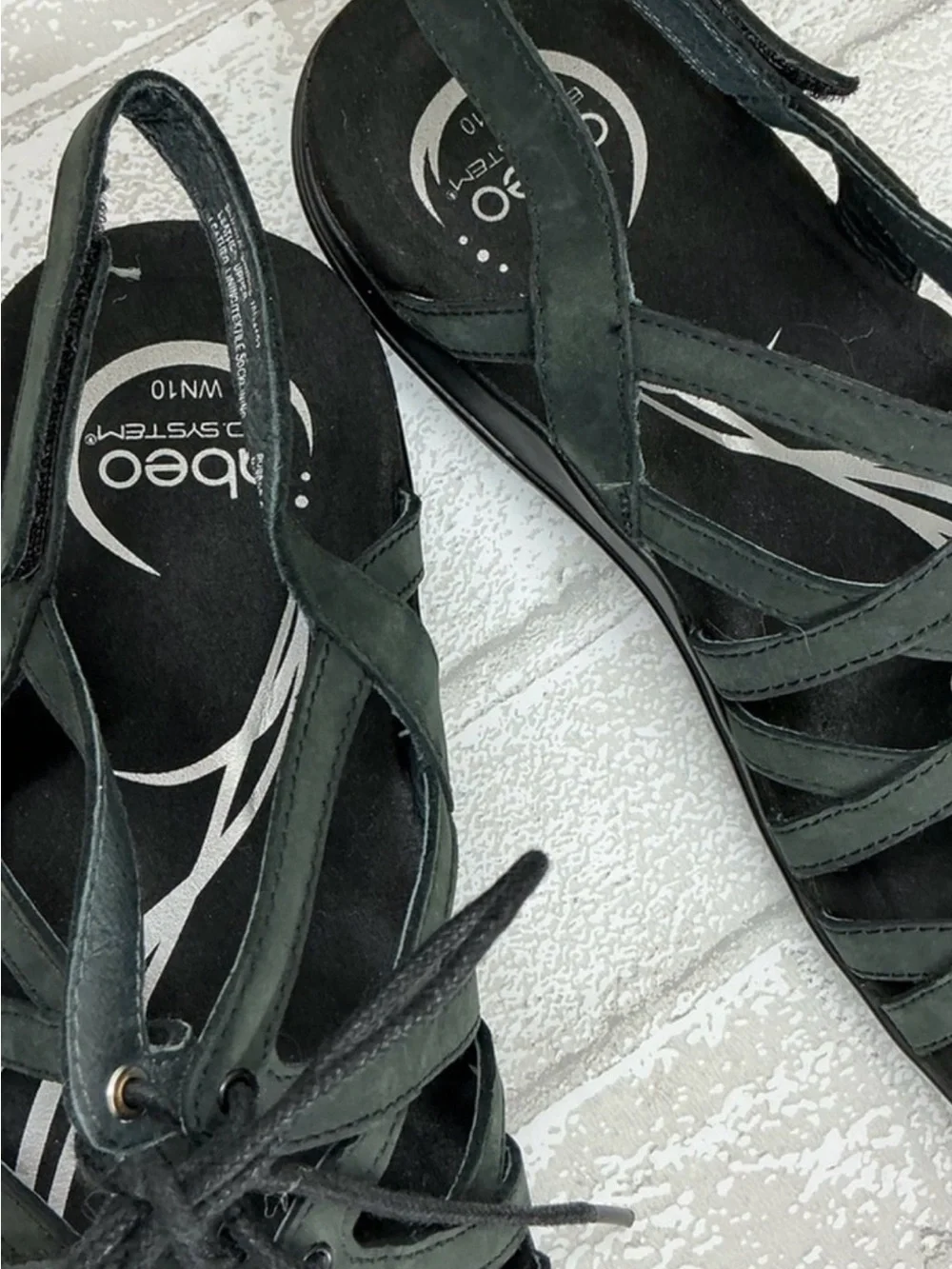 Abeo Black Lace-Up Strappy Gladiator Sandals